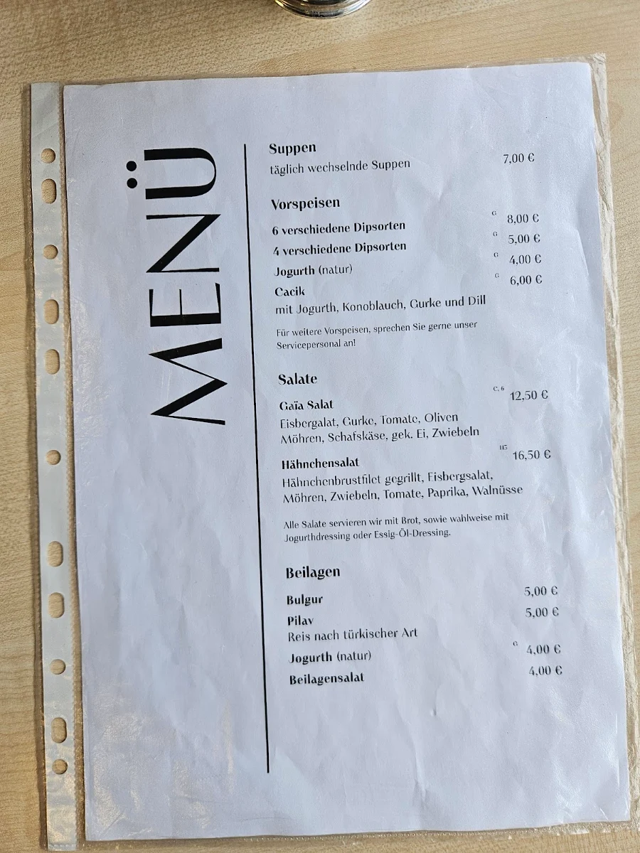 Speisekarte, Gaia - Café & Deli
