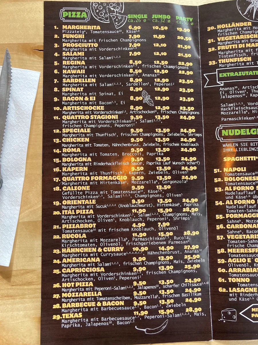 Speisekarte, ITAL PIZZA München