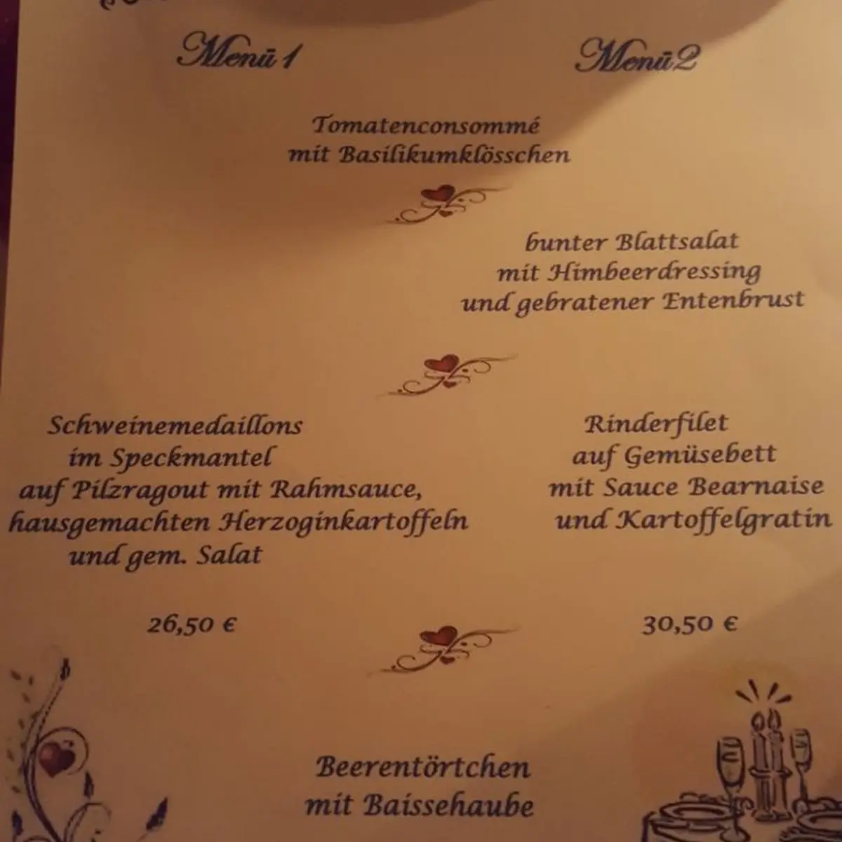 Speisekarte, Gaststätte Meat and More