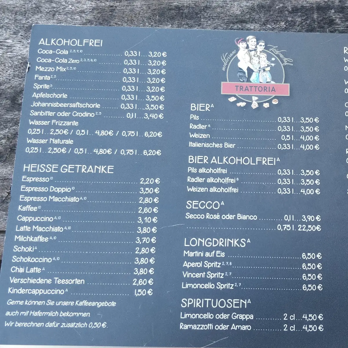 Speisekarte, mediterrane Leidenschaft
