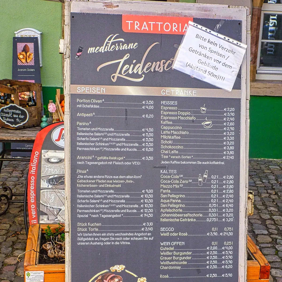 Speisekarte, mediterrane Leidenschaft