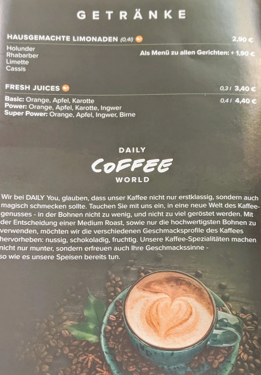 Speisekarte, DAILY Catering