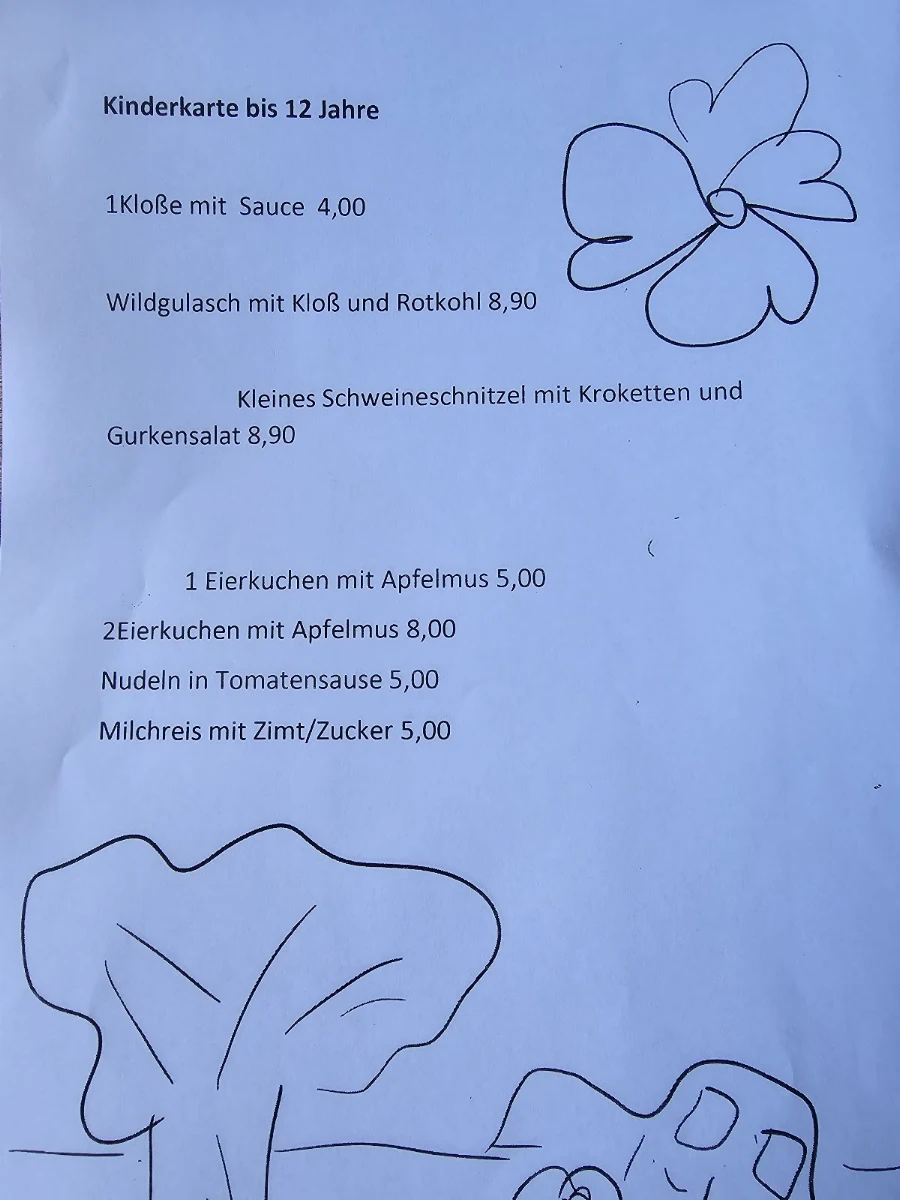 Speisekarte, Wildgaststätte & Apartment Kleine Försterei