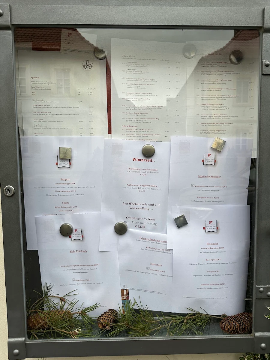 Speisekarte, Gasthof zum Schwan