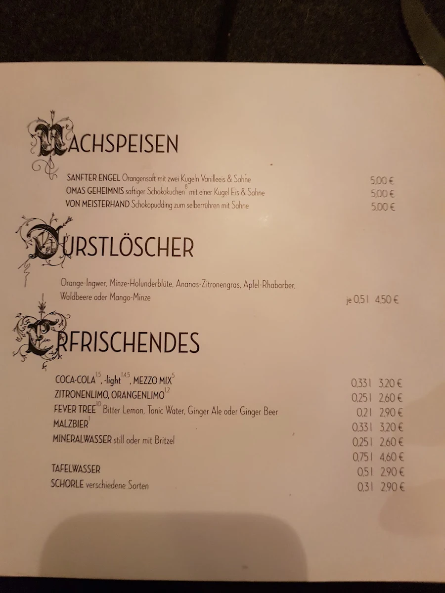 Speisekarte, HANS IM GLÜCK - RECKLINGHAUSEN Löhrhof