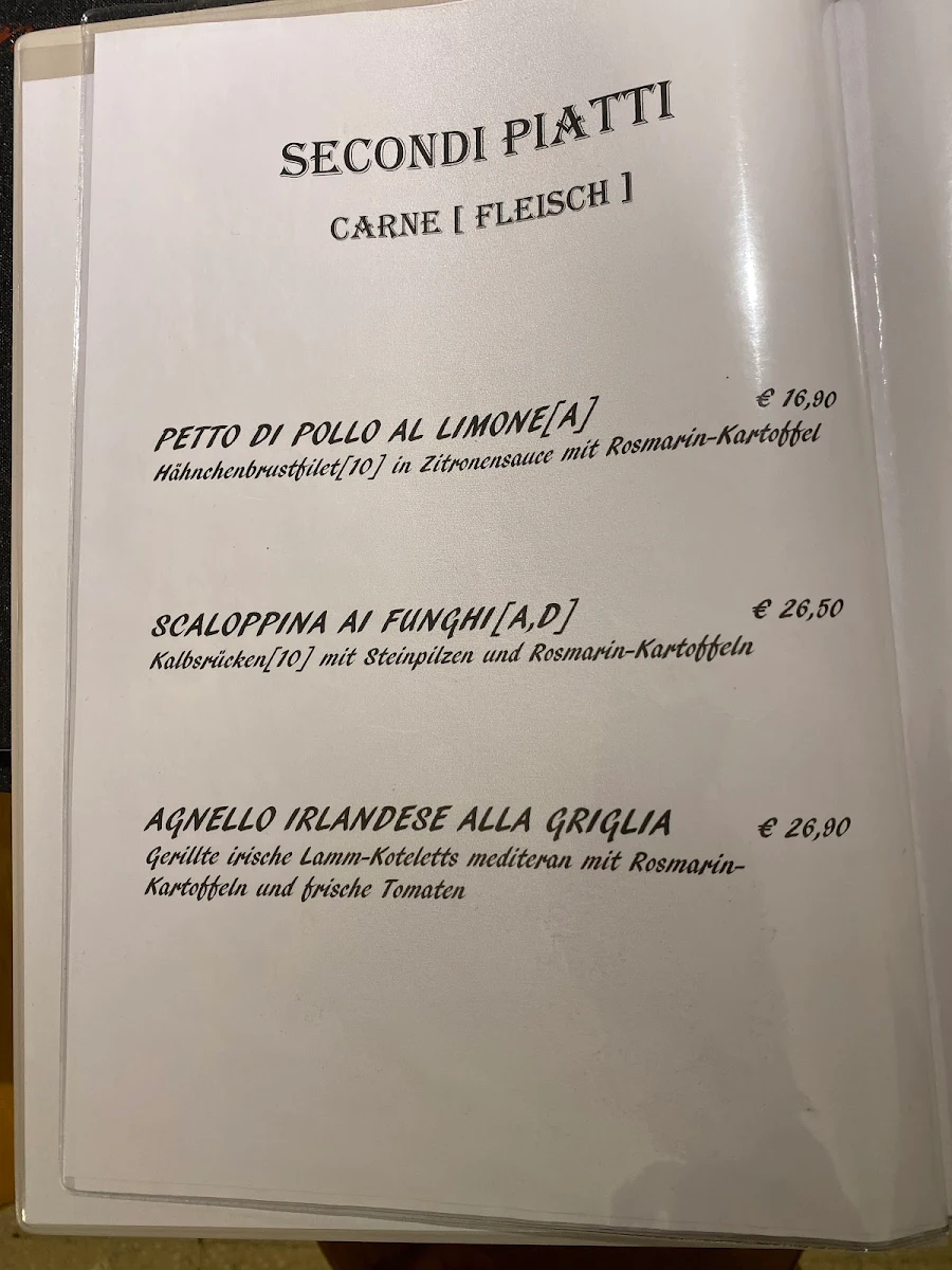 Speisekarte, Restaurant Zum Weinberg