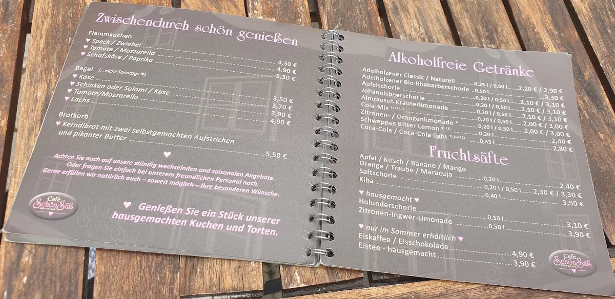 Speisekarte, Café SchönSüß