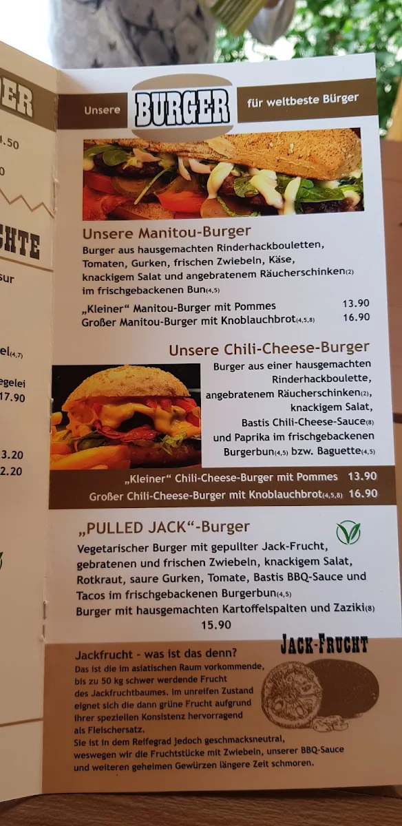 Speisekarte, Restaurant "Zum Indianer" in Bertingen
