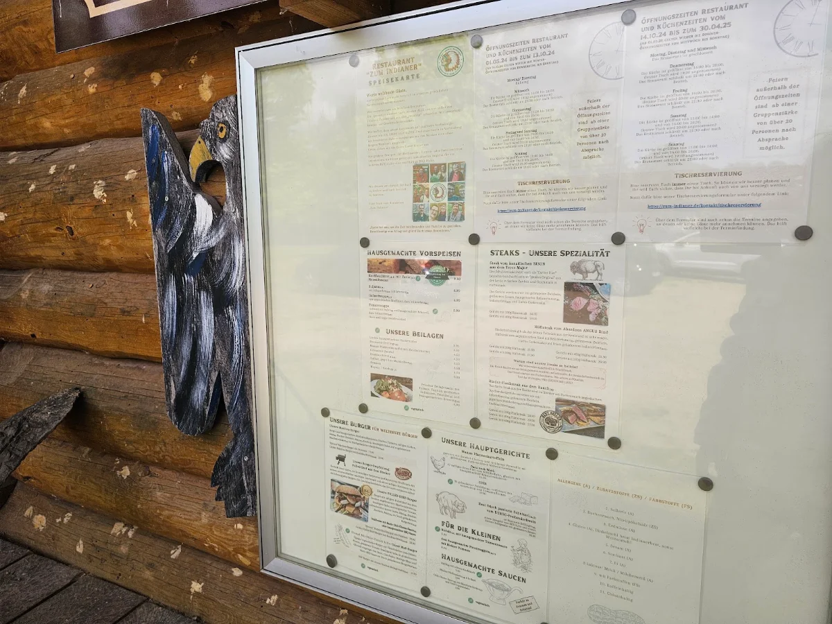 Speisekarte, Restaurant "Zum Indianer" in Bertingen