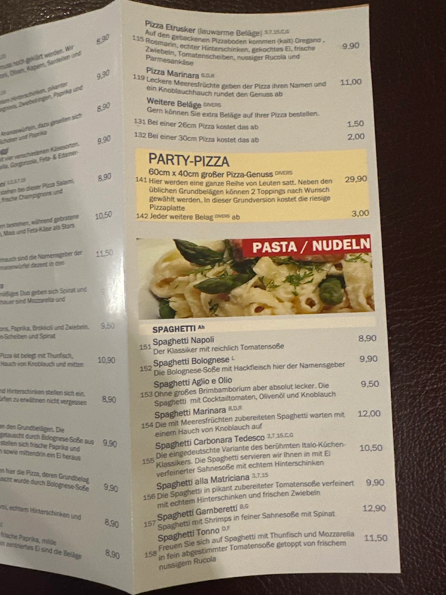 Speisekarte, Pizzeria Rosmarino Gründau