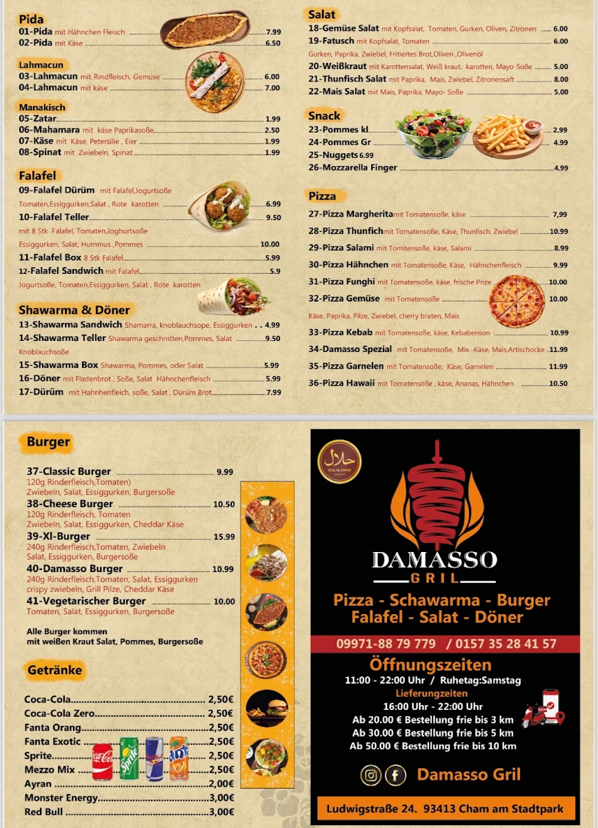 Speisekarte, Damasso Gril