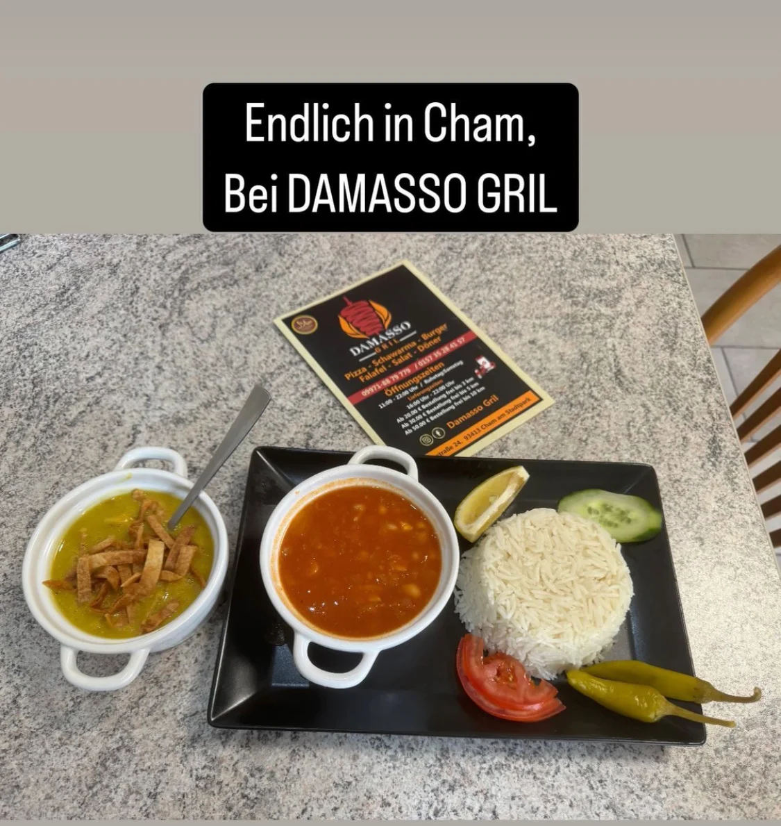 Speisekarte, Damasso Gril