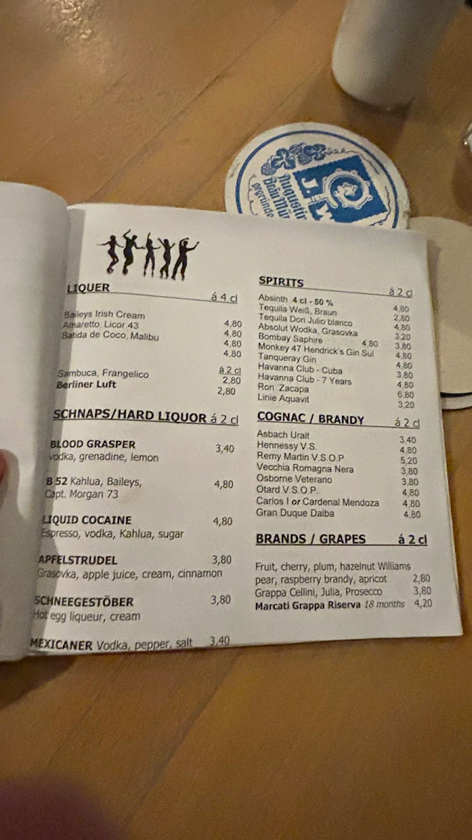 Speisekarte, SAX Essen & Trinken