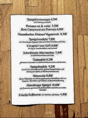 Speisekarte, SAX Essen & Trinken