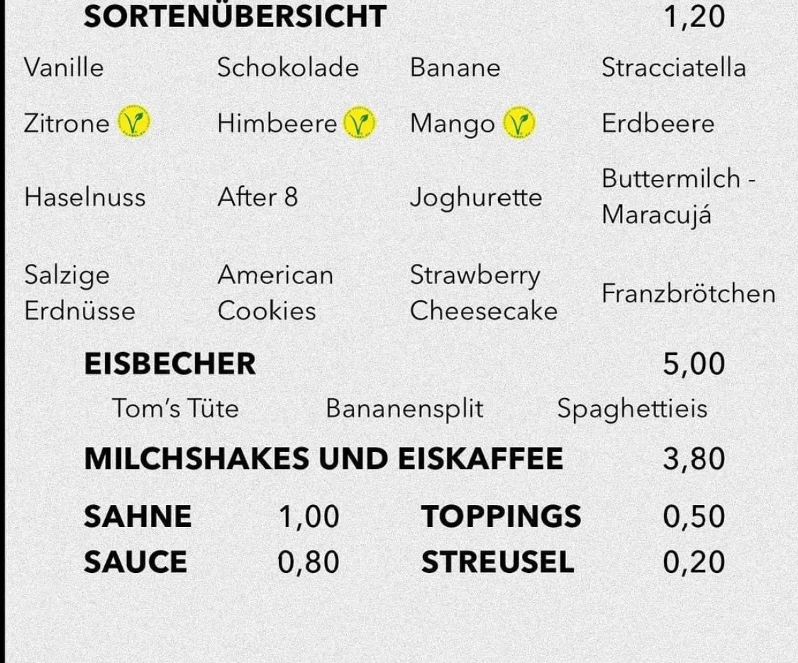 Speisekarte, eisbar Bad Oldesloe