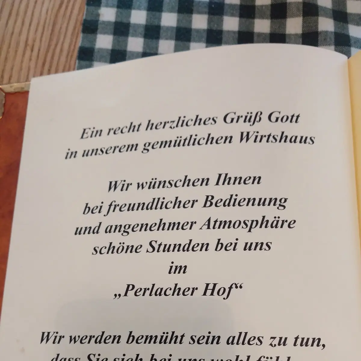 Speisekarte, Gasthaus Perlacher Hof