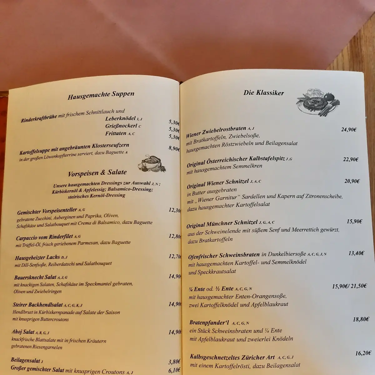 Speisekarte, Gasthaus Perlacher Hof