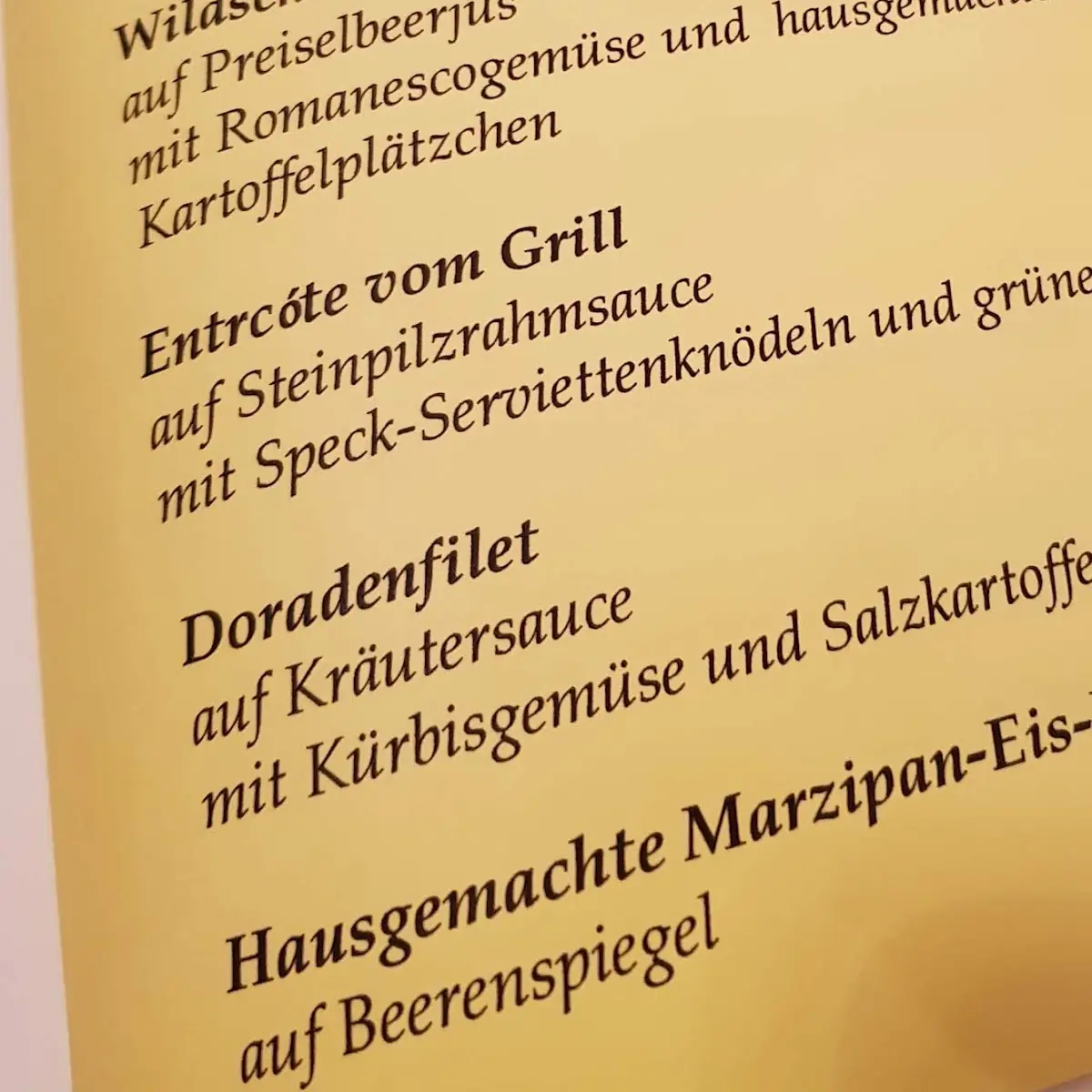 Speisekarte, Gasthaus Perlacher Hof