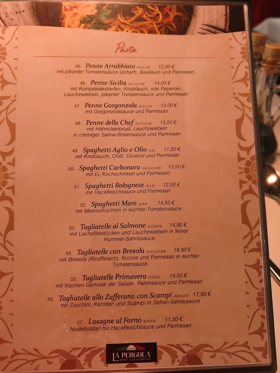 Speisekarte, Ristorante "La - Pergola"