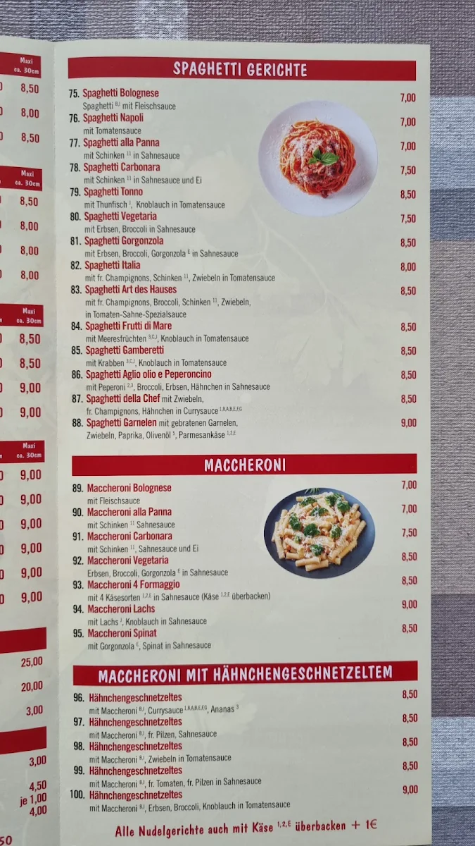 Speisekarte, Pizzeria Romantica