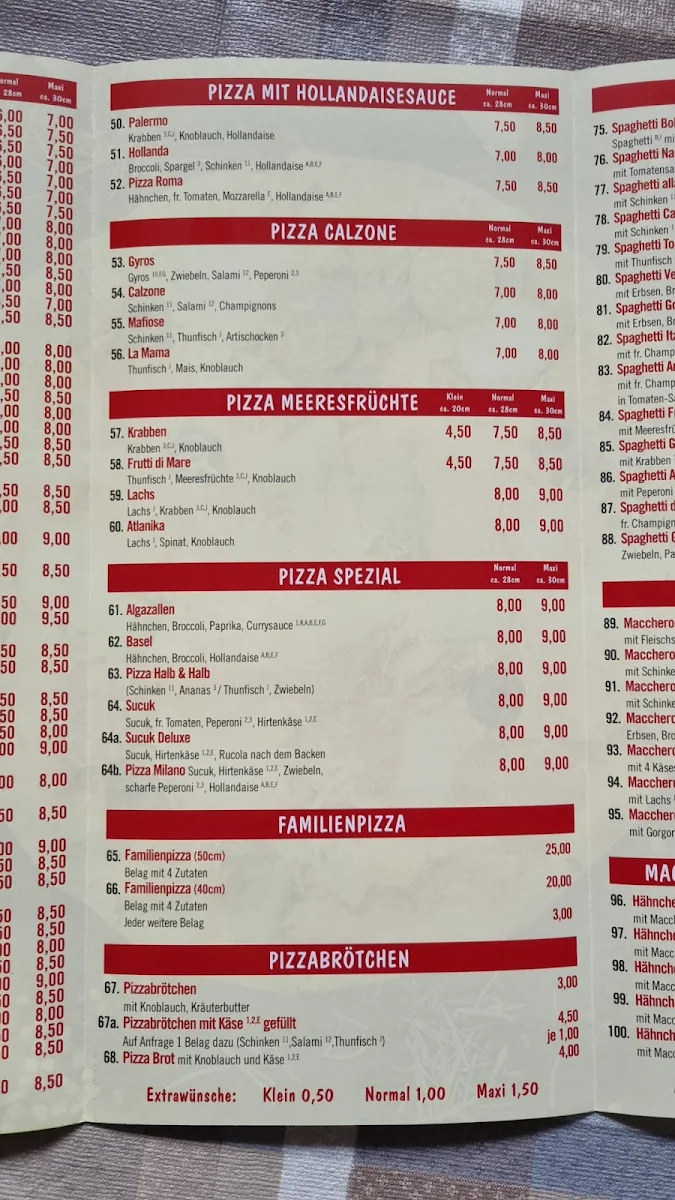 Speisekarte, Pizzeria Romantica