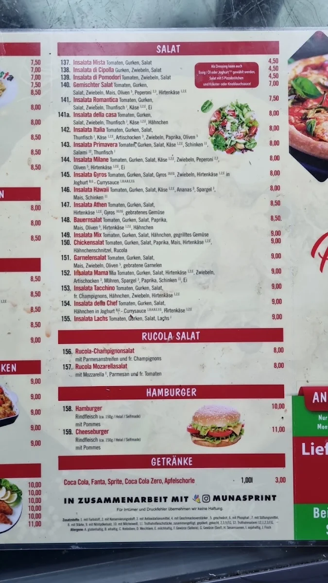 Speisekarte, Pizzeria Romantica