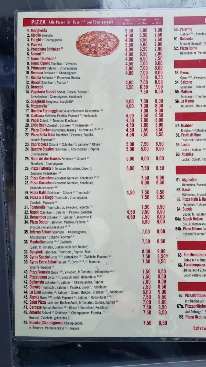 Speisekarte, Pizzeria Romantica