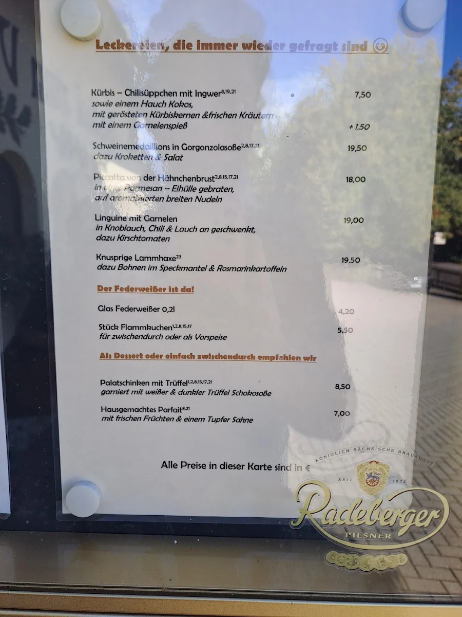 Speisekarte, Gasthof zum Vogelsiedler