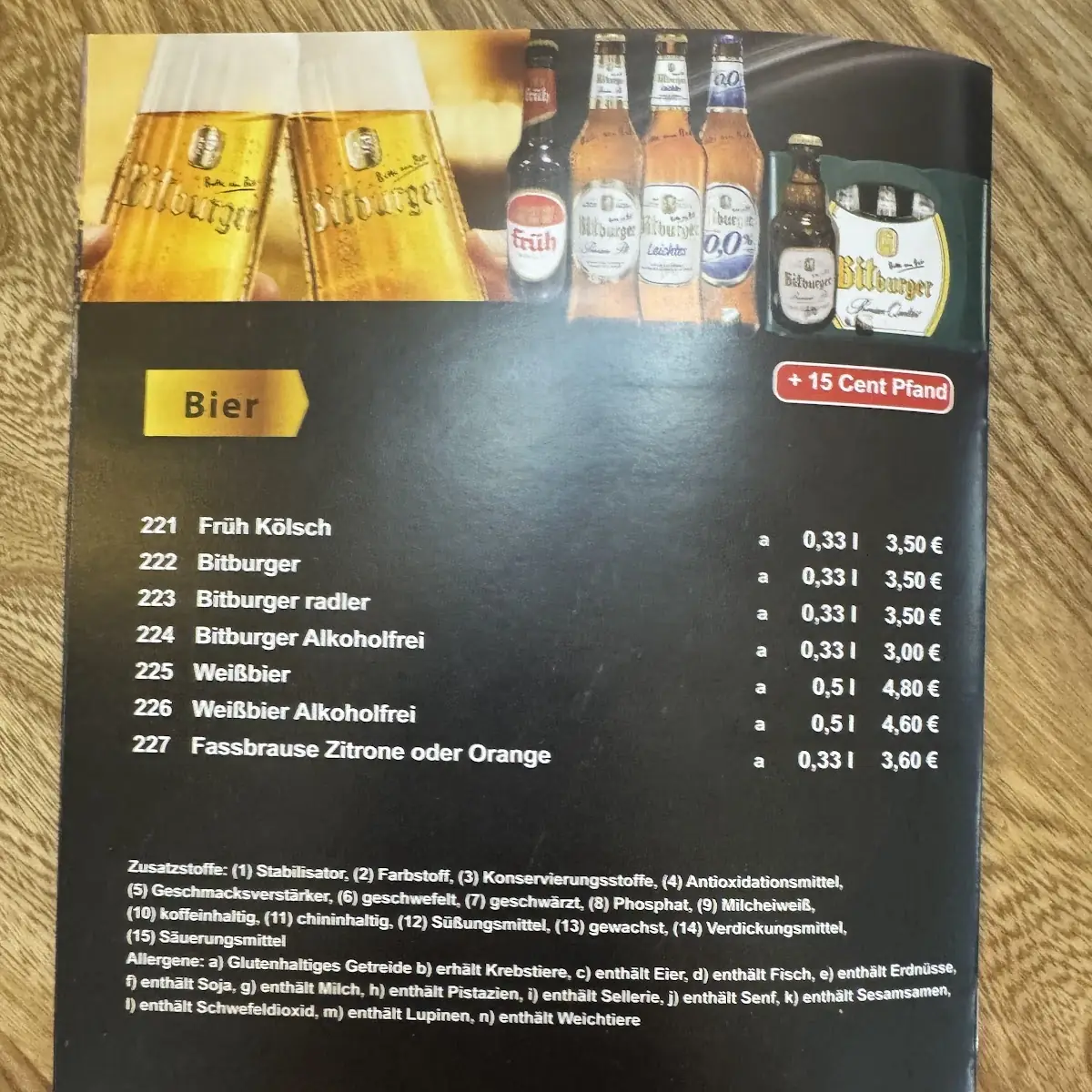 Speisekarte, Café Gusto