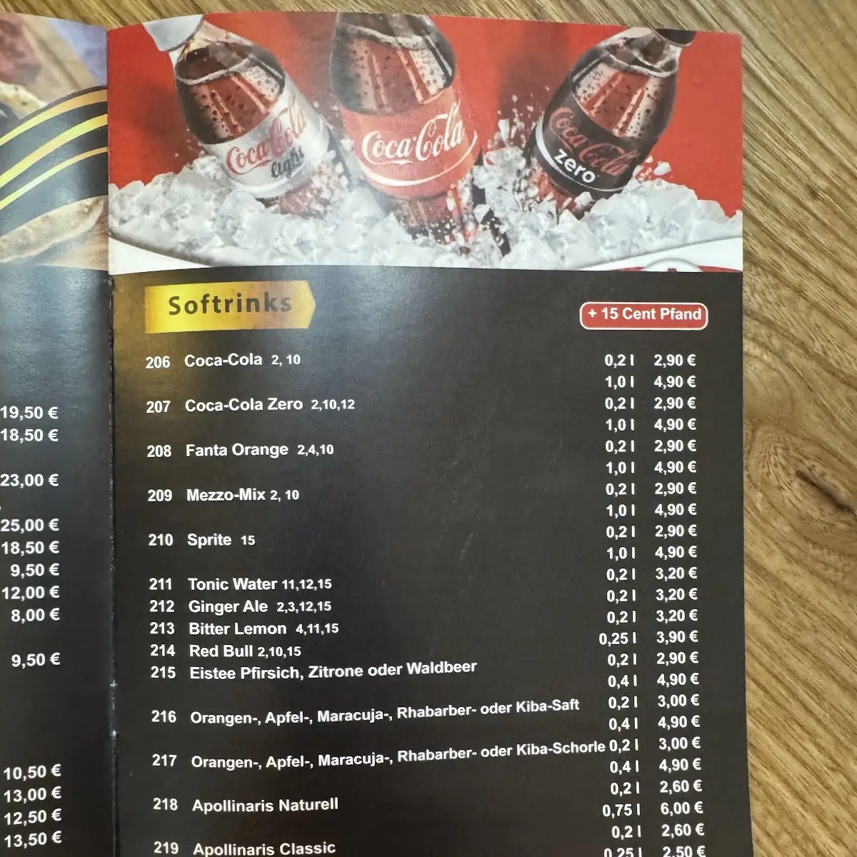 Speisekarte, Café Gusto