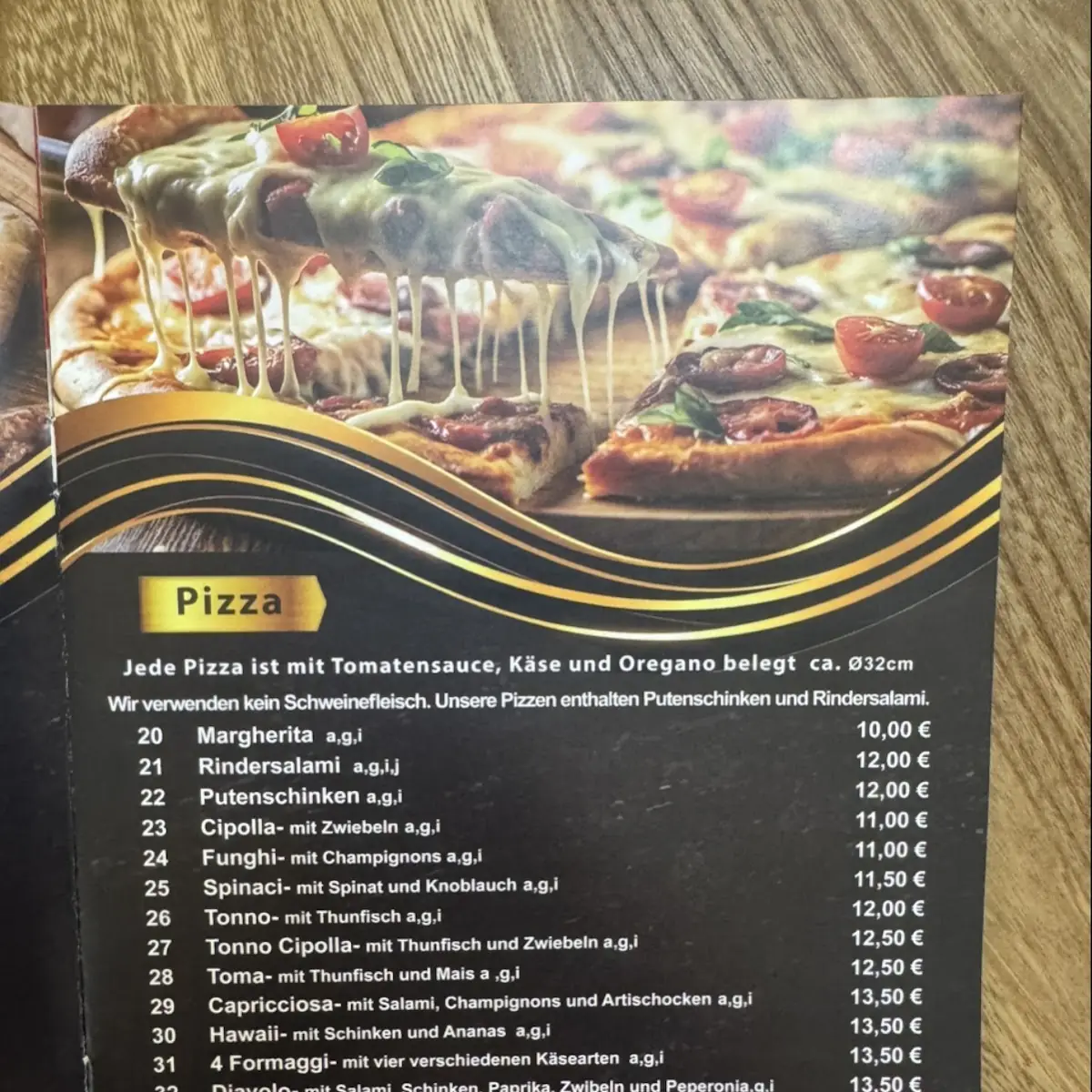 Speisekarte, Café Gusto