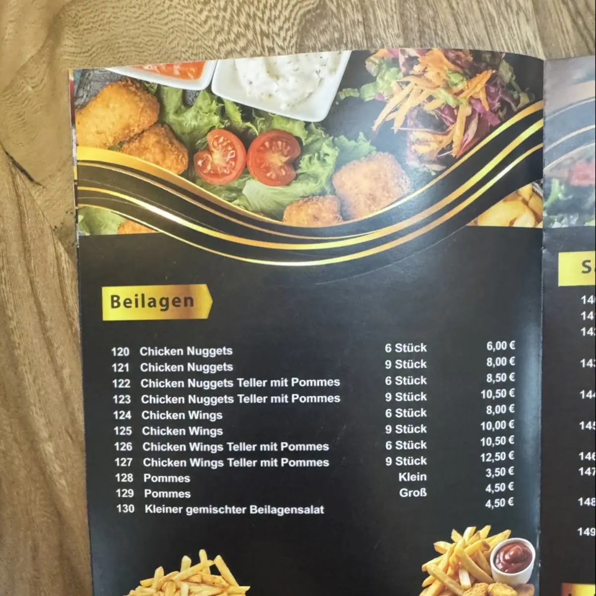 Speisekarte, Café Gusto
