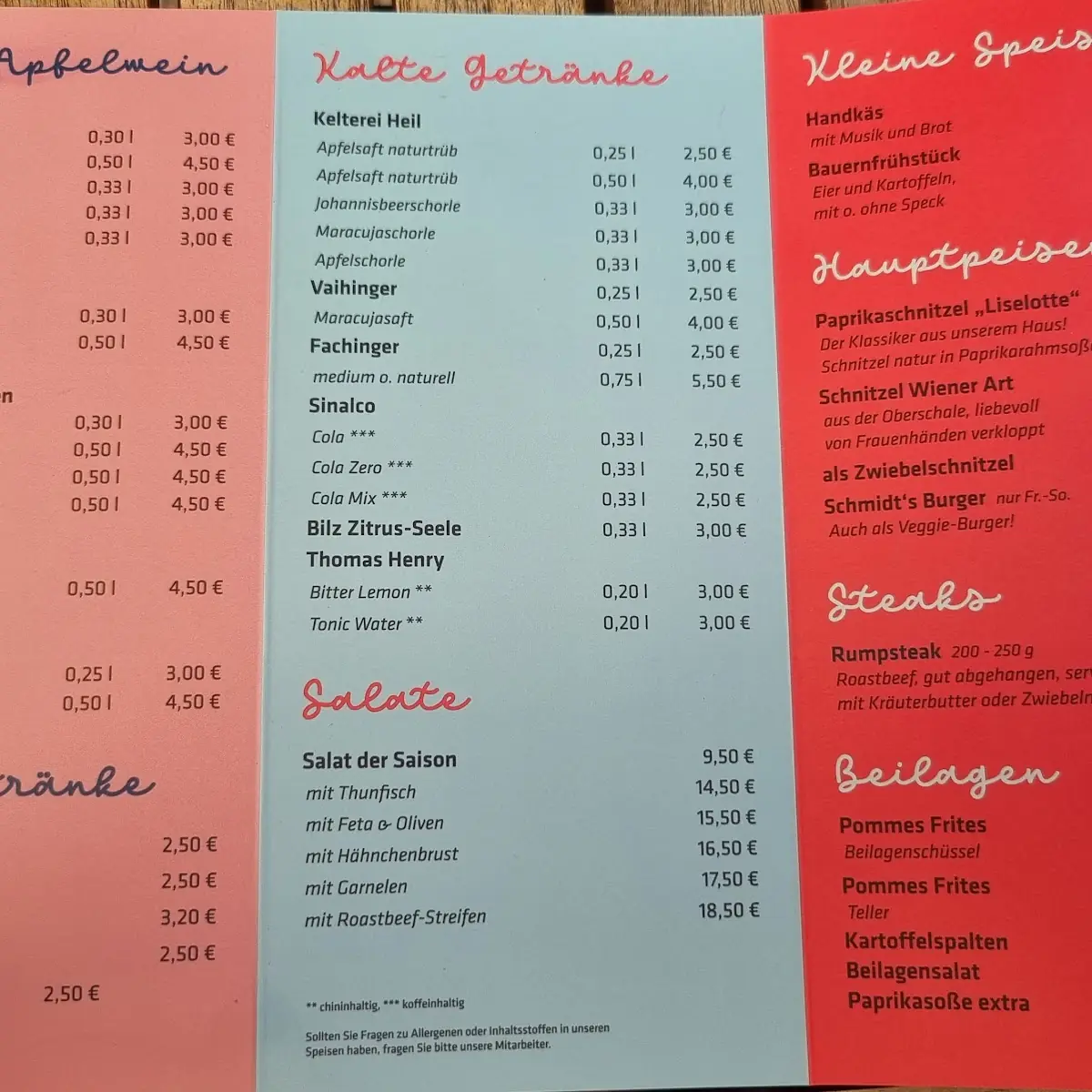 Speisekarte, Schmidt's