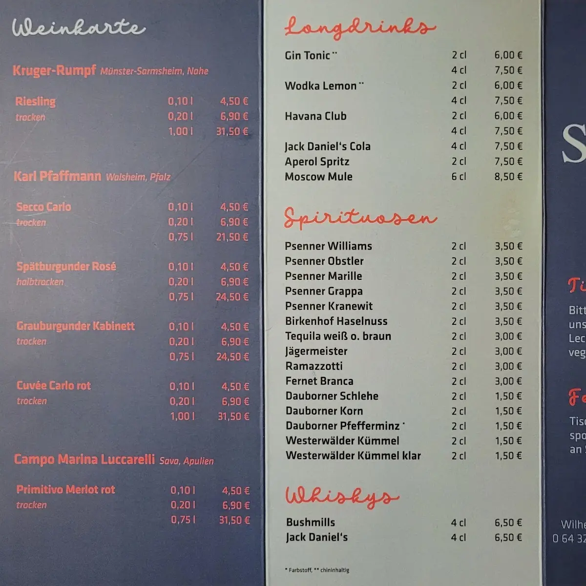 Speisekarte, Schmidt's