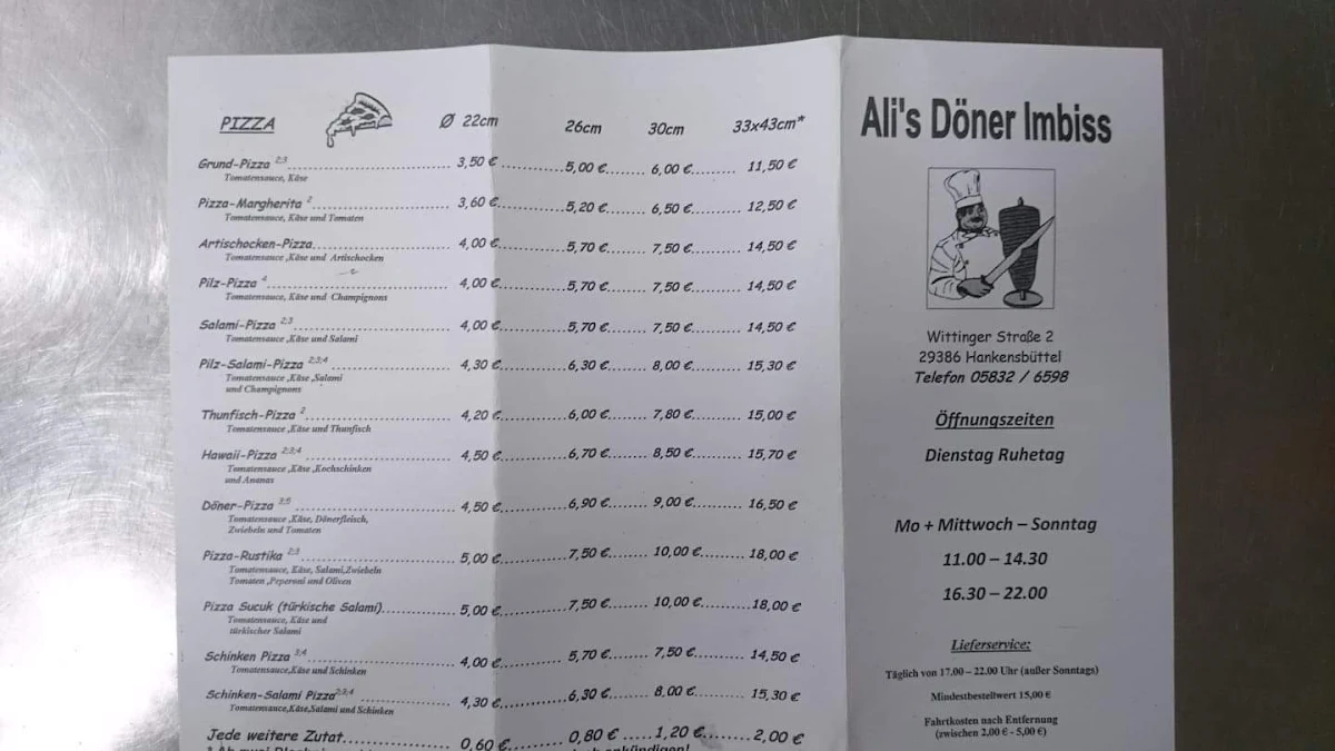Speisekarte, Alis Döner-Imbiss Imbiss