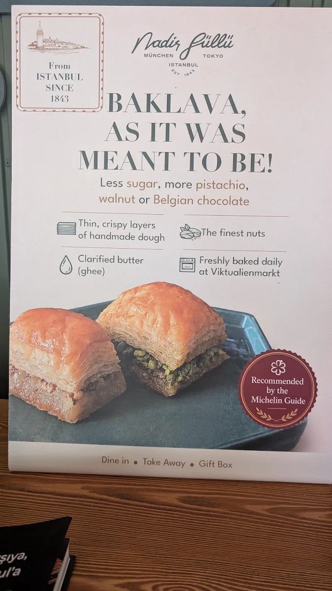 Speisekarte, Nadir Güllü Baklava and Speciality Coffee