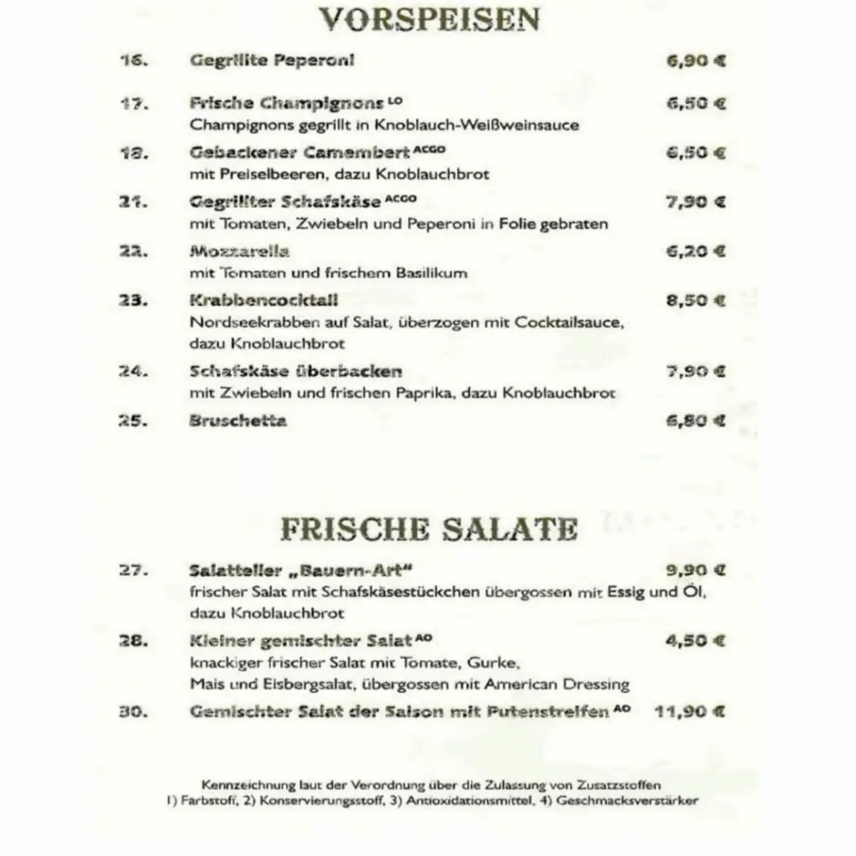 Speisekarte, Adria - Magdeburg