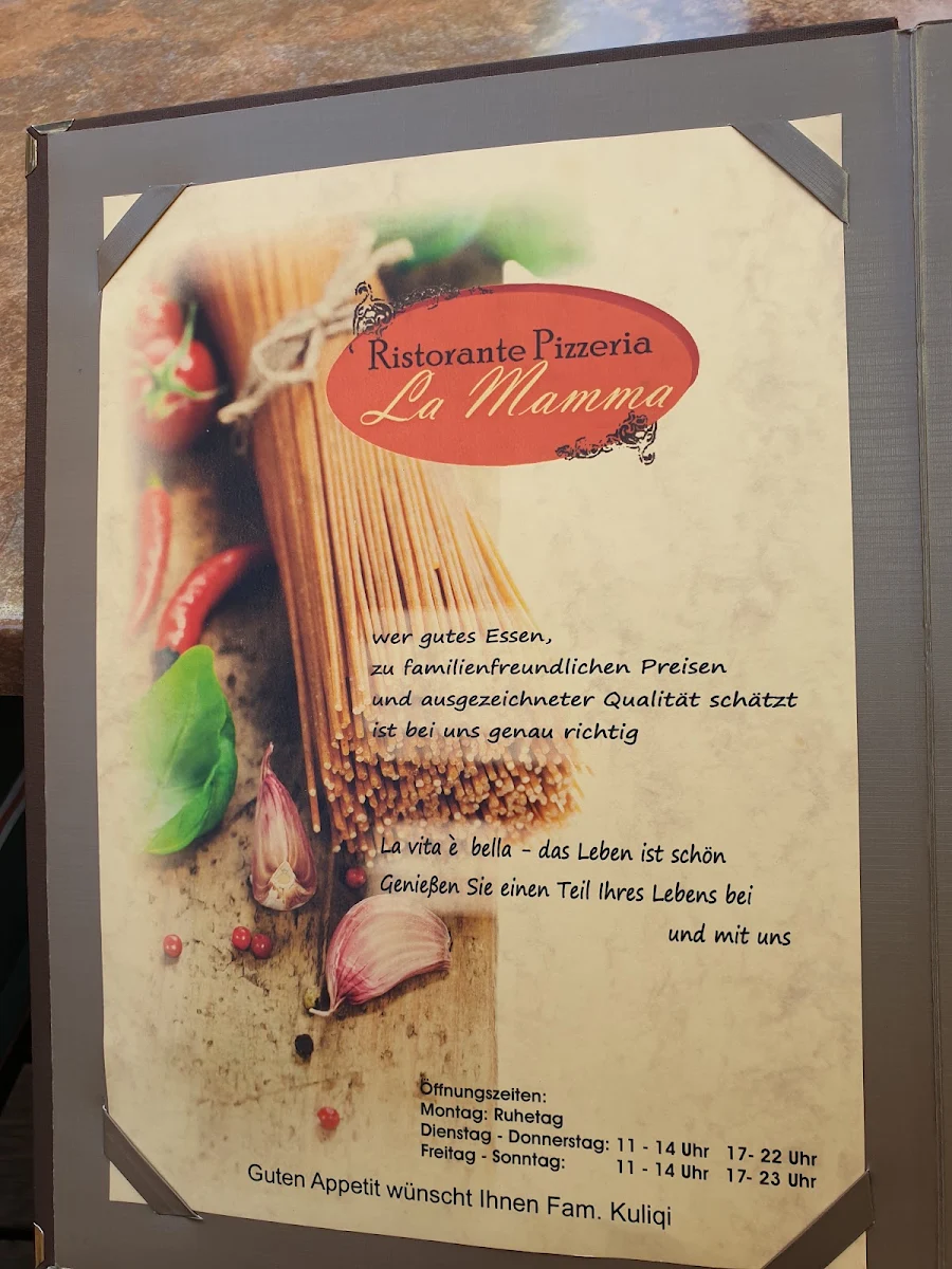 Speisekarte, Pizzeria LaMamma