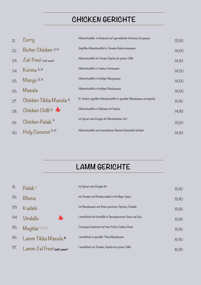Speisekarte, Holy Tikka - Indian Streetfood & Bar