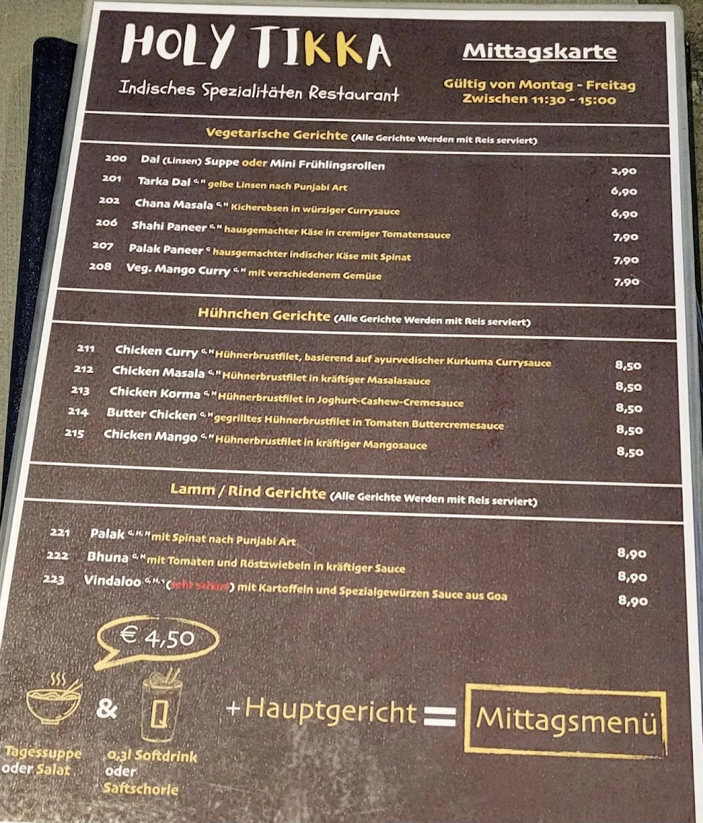 Speisekarte, Holy Tikka - Indian Streetfood & Bar
