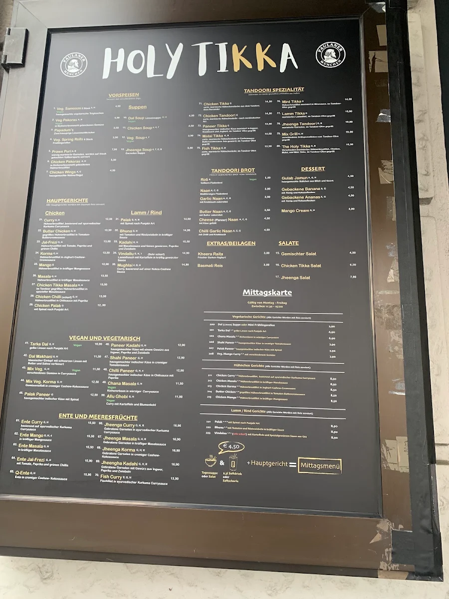 Speisekarte, Holy Tikka - Indian Streetfood & Bar