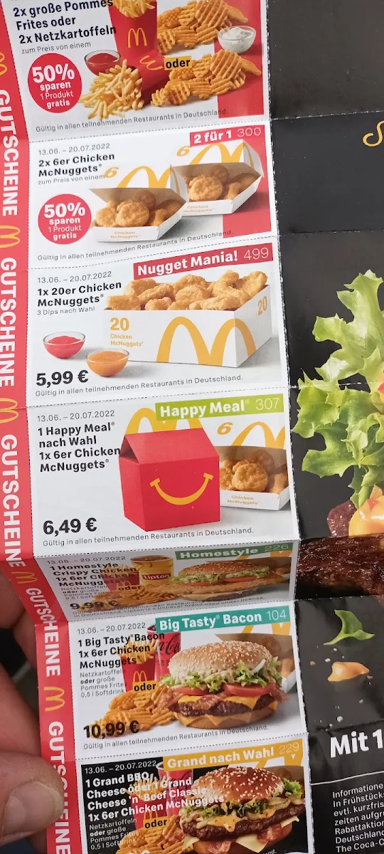 Speisekarte, McDonald's