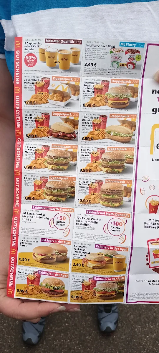 Speisekarte, McDonald's