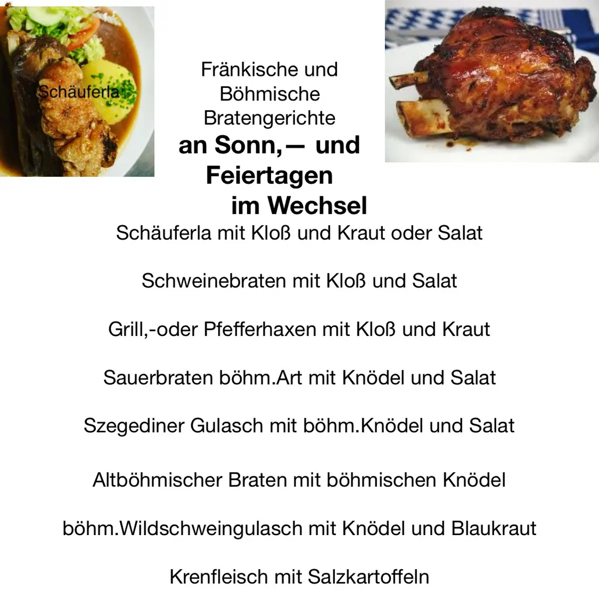 Speisekarte, Gasthaus Milan