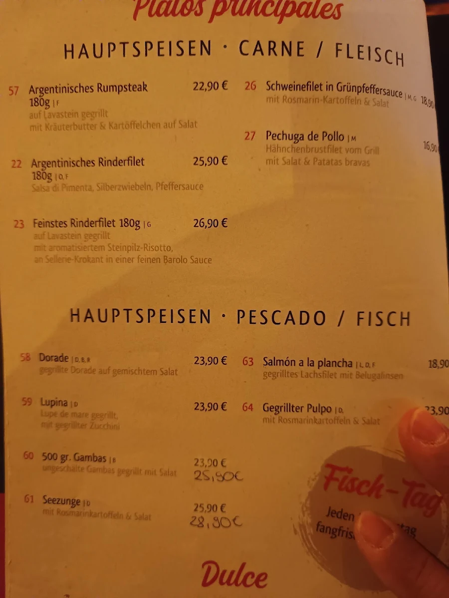 Speisekarte, El Ambiente
