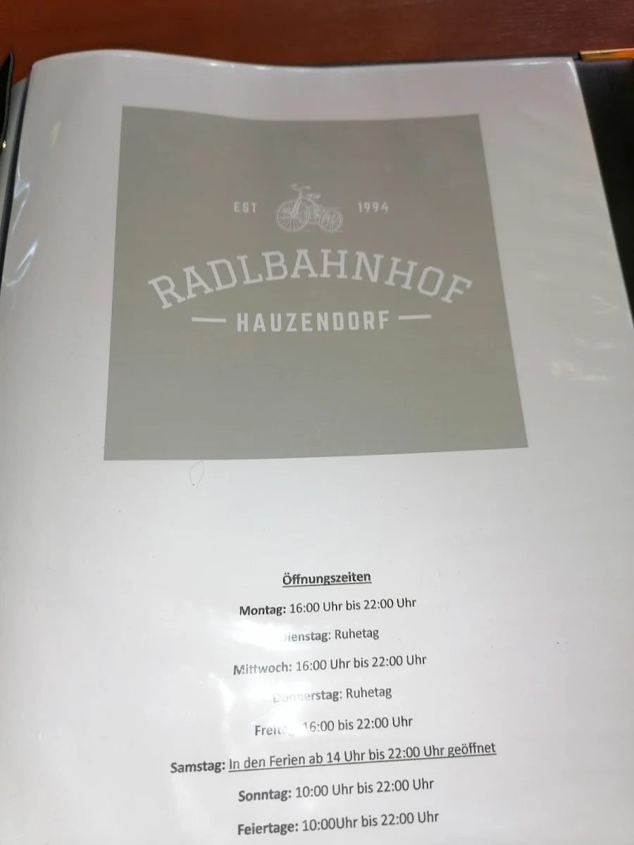 Speisekarte, Radlbahnhof Hauzendorf