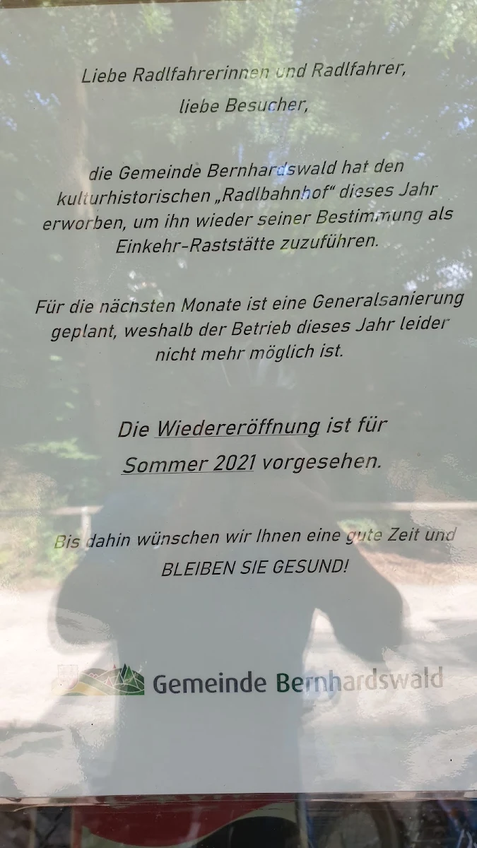 Speisekarte, Radlbahnhof Hauzendorf