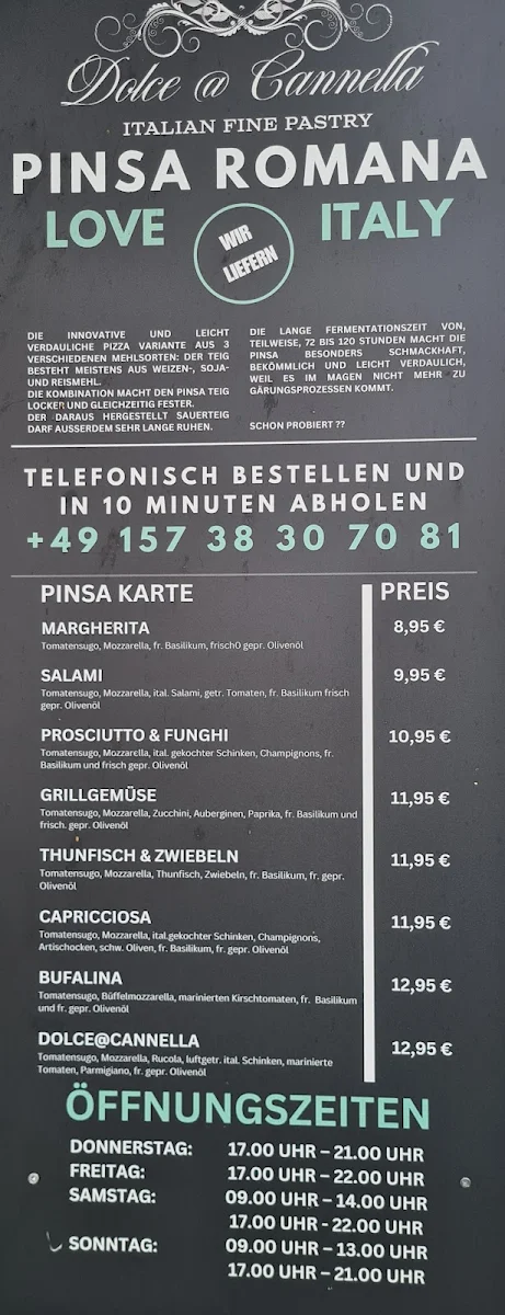 Speisekarte, Dolce e Canella Hürth