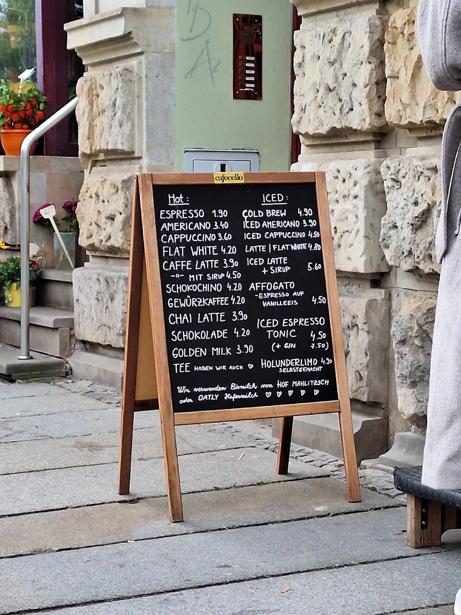 Speisekarte, Cafe Cello