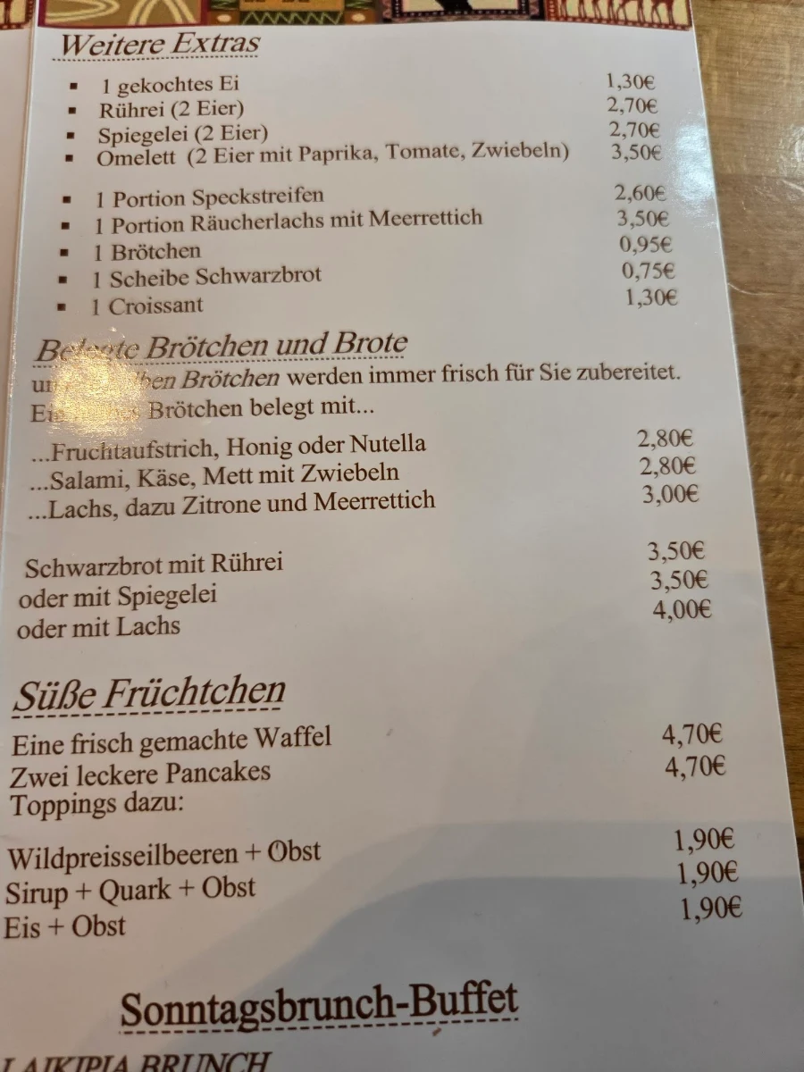 Speisekarte, Chania Coffee House